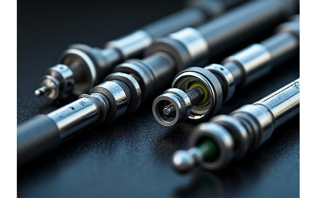 Glänzende Titanium-Rutenringe und Spulenhalter, korrosionsbeständig.