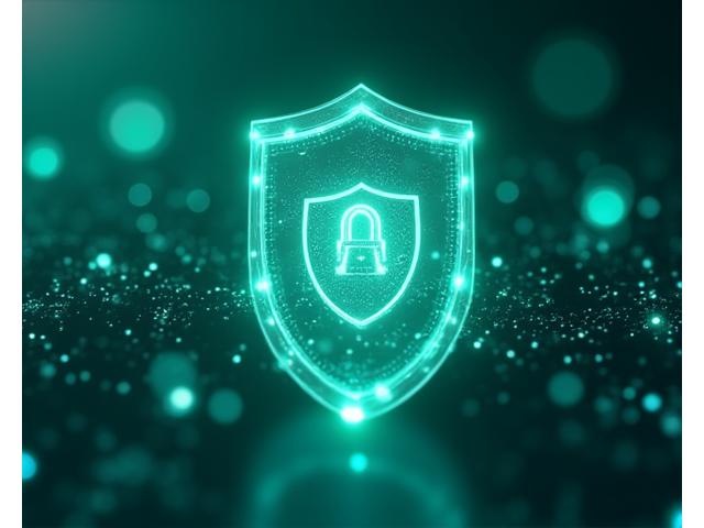 Konzeptuelle Darstellung von Datenschutz und Rechtssicherheit, verschlüsselte Datenflüsse und Schutzsymbole.