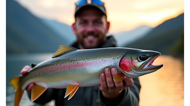 Profi-Angler blickt zufrieden auf einen kapitalen Fisch